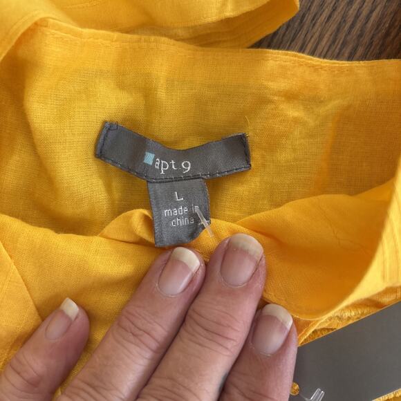 apt 9 NWT women’s babydoll yellow shirt large - Picture 2 of 9